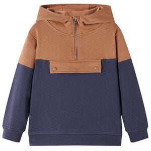 vidaXL Kids' Hooded Sweatshirt with Half Zip Anthracite and Cognac 104