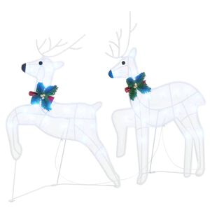 vidaXL LED Reindeers 2 pcs Cold White 45 x 19 x 65 cm Fabric