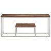 vidaXL Coffee Table Silver Stainless Steel and Solid Wood Sleeper