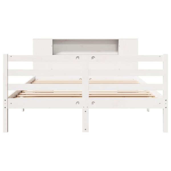 vidaXL Bookcase Bed without Mattress White 150x200 cm King Size Solid Wood Pine