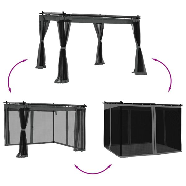 vidaXL Gazebo with Mesh Walls Anthracite 3x3 m Steel