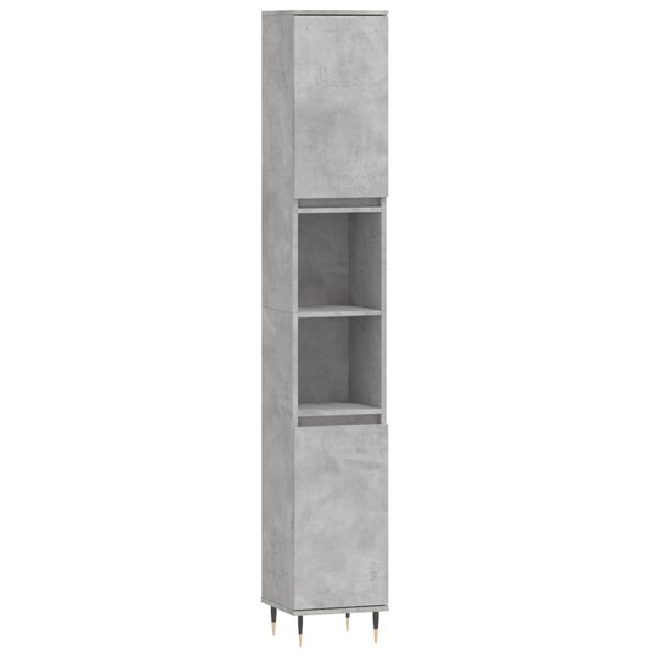 vidaXL Bathroom Cabinet Concrete Grey 30x30x190 cm Engineered Wood