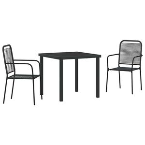 vidaXL Garden Dining Set 3 pcs Black Powder-Coated Steel