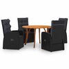 vidaXL Garden Dining Set 5 pcs Black Poly Rattan