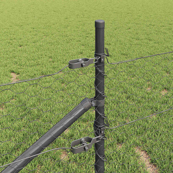 vidaXL Fence Post Grey 50 x 0.4 m (36 mm mesh) Steel and PVC