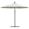 vidaXL Hanging Garden Parasol with LED Lighting 300 cm Sand Metal Pole