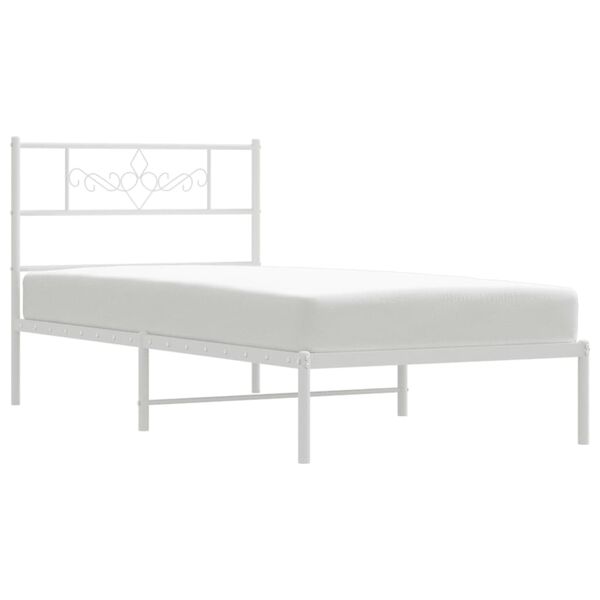 vidaXL Metal Bed Frame without Mattress with Headboard White 107x203cm