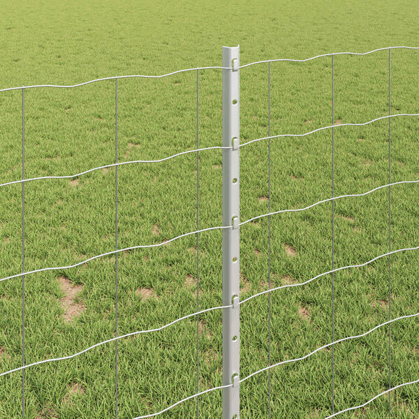 vidaXL Fence with Post Silver 1 x 25 m Steel