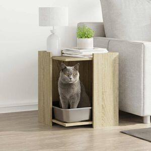 vidaXL Cat Litter Box Enclosure Sonoma Oak 42 x 42 x 51 cm