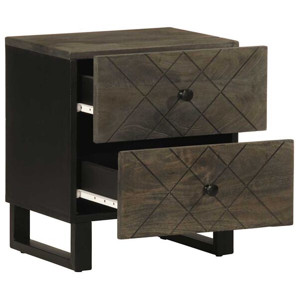 vidaXL Bedside Cabinet Black 40x33x46 cm Solid Wood Mango