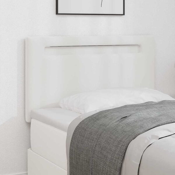 vidaXL LED Headboard White 100 cm Faux Leather