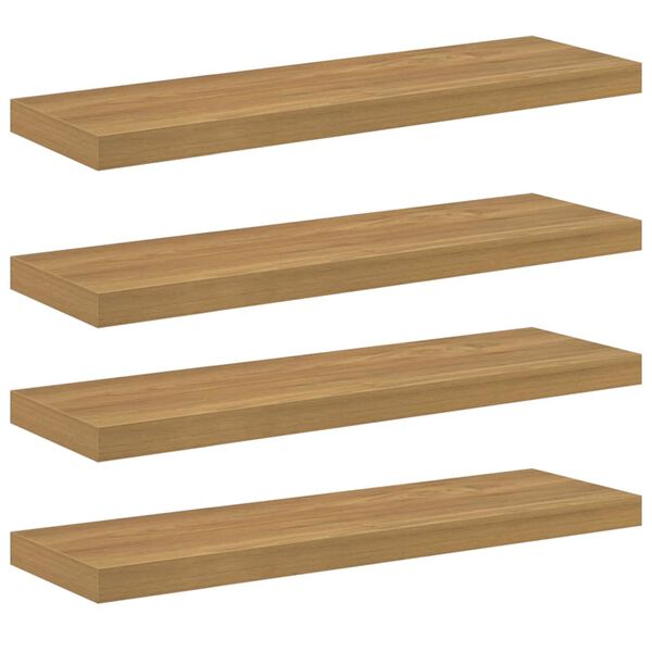 vidaXL Wall Shelf 4 pcs Brown 80 x 23.5 x 4 cm Engineered Wood