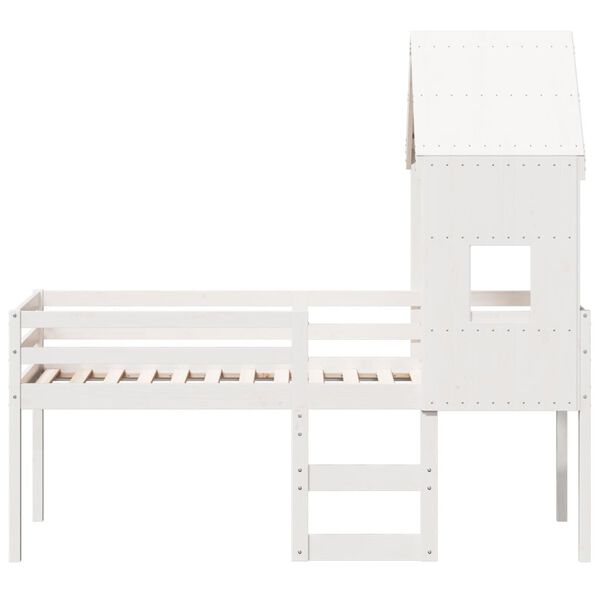 vidaXL High Sleeper Bed without Mattress White 80x200 cm Solid Wood Pine