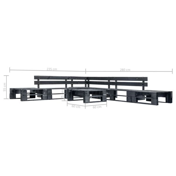 vidaXL 6 Piece Garden Pallet Lounge Set Black Wood