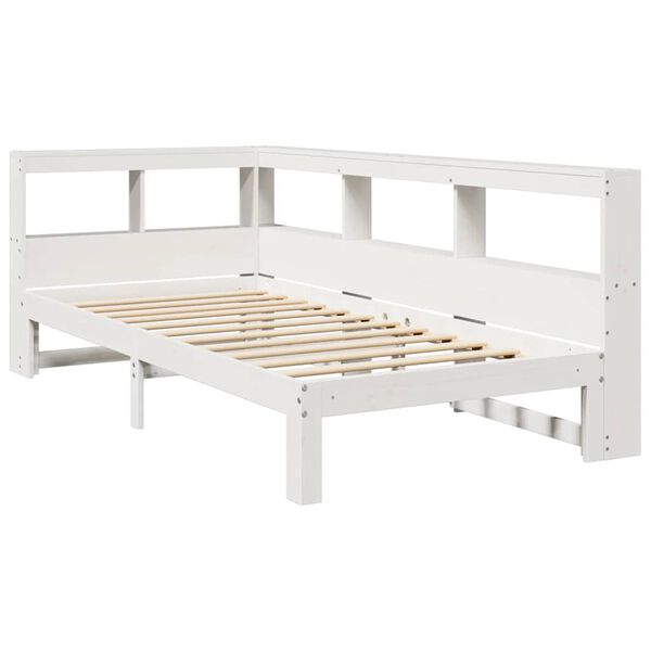vidaXL Bookcase Bed without Mattress White 90x200 cm Solid Wood Pine