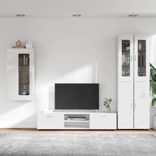 vidaXL TV Cabinet Set FLORIN High Gloss White Engineered Wood