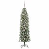 vidaXL Artificial Slim Christmas Tree Green and White 150 cm