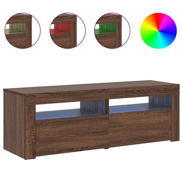 vidaXL TV Cabinet with LED Lights Brown Oak 120x35x40 cm