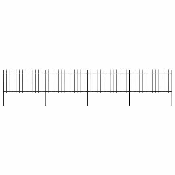 vidaXL Garden Fence with Spear Top Steel 714.5x100 cm Black