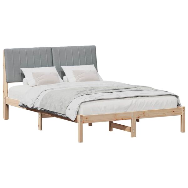 vidaXL Bed Frame Light Grey 140 x 190 cm Solid Pine Wood