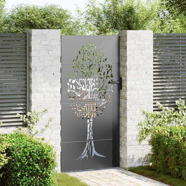 vidaXL Garden Gate with Lock Black 85 x 200 cm Powder-coated steel