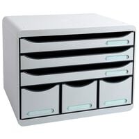 Exacompta Store-Box Desktop Drawer Set Maxi with 6 Drawers Light Grey