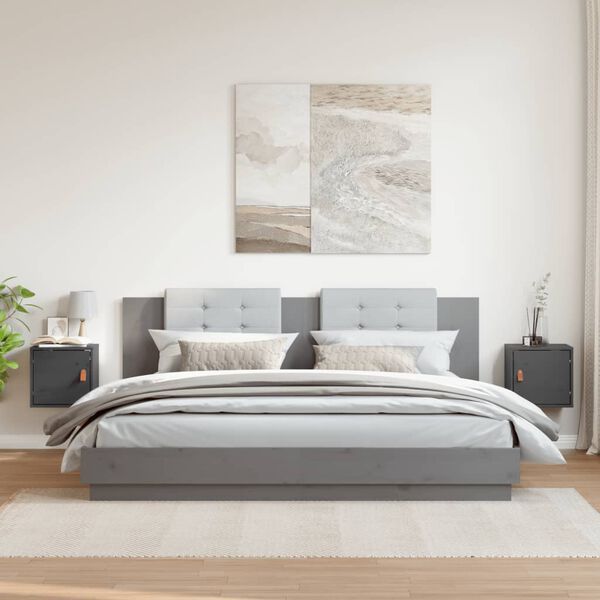 vidaXL Wall Cabinets 2 pcs Grey 31.5x30x30 cm Solid Wood Pine