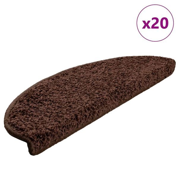 vidaXL Stair Mats 20 pcs 65x21x4 cm Brown Half Round Large