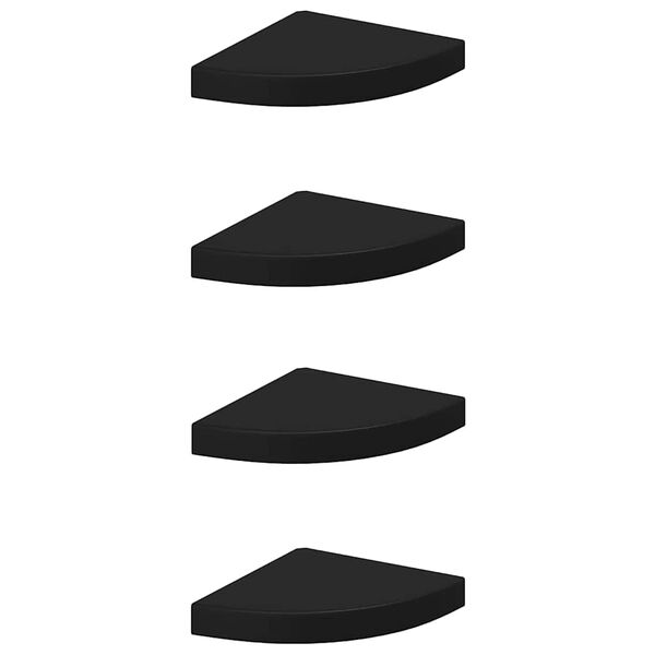 vidaXL Floating Corner Shelves 4 pcs Black 25x25x3.8 cm MDF
