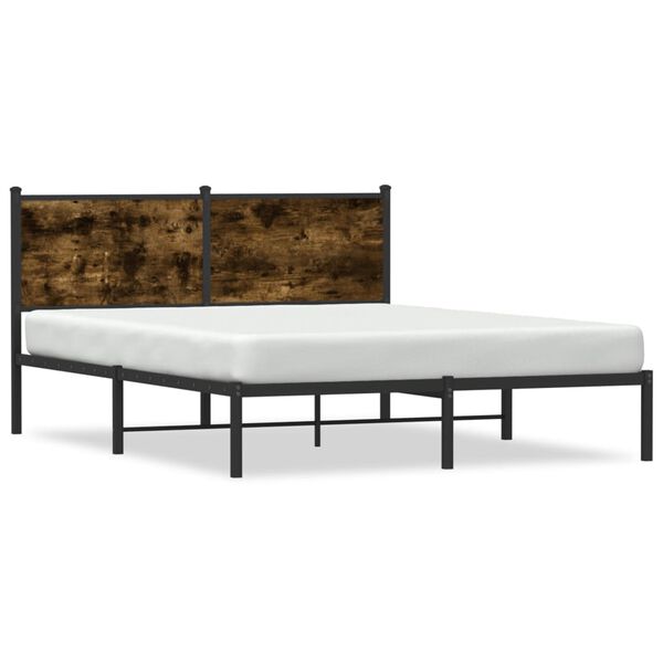 vidaXL Metal Bed Frame without Mattress Smoked Oak 150x200 cm King Size