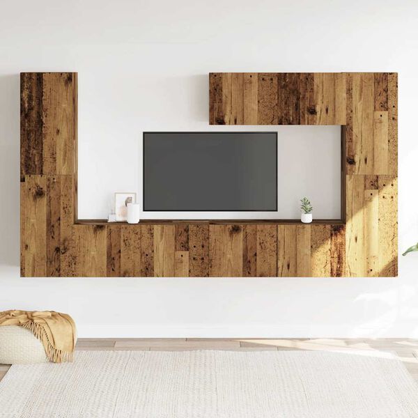 vidaXL Wall Mounted TV cabinets 7 pcs Old Wood Engineered Wood