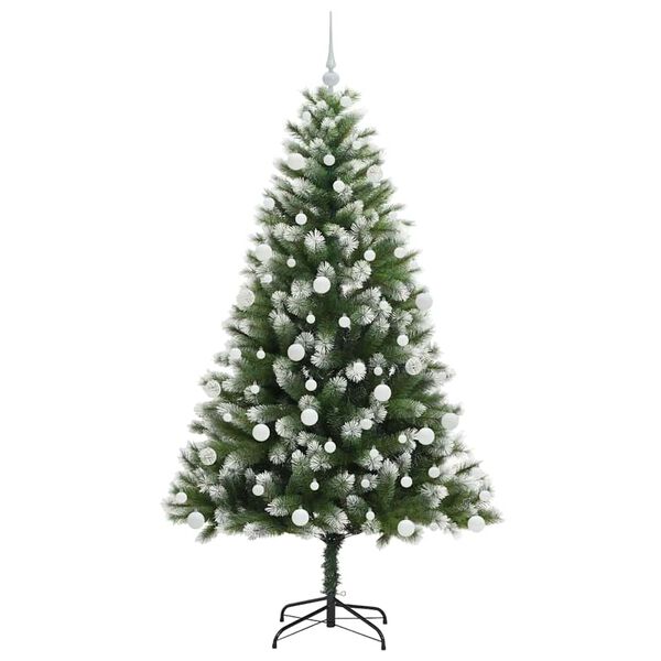 vidaXL Artificial Hinged Christmas Tree with Flocked Snow 180 cm