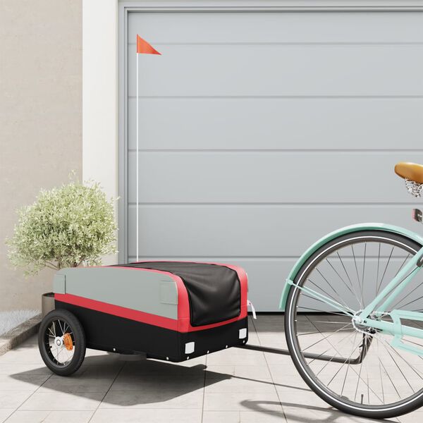 vidaXL Bike Trailer Black and Red 30 kg Iron