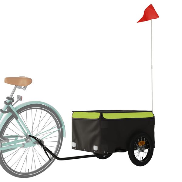 vidaXL Bike Trailer Black and Green 30 kg Iron