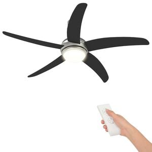 vidaXL Ceiling Fan with Light and Remote Control &Oslash; 130 cm Black