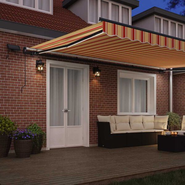 vidaXL Retractable Awning Manual Yellow and orange 500 x 350 cm Fabric