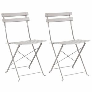 vidaXL Garden Folding Chair Folding 2 pcs Beige 42 x 46 x 82cm Metal