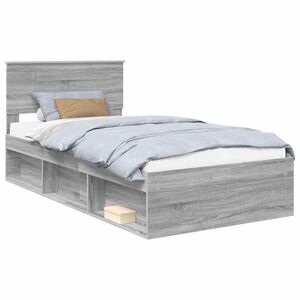 vidaXL Bed Frame Grey Sonoma 100 x 200 cm Solid Pine Wood