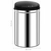 vidaXL Automatic Sensor Dustbin 30 L Stainless Steel
