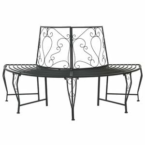 vidaXL Tree Bench 4-Seater 160 x 80 x 89 cm Steel Black Half-round