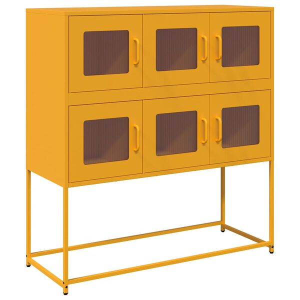 vidaXL Sideboard Mustard Yellow 100.5x39x107 cm Cold-rolled Steel