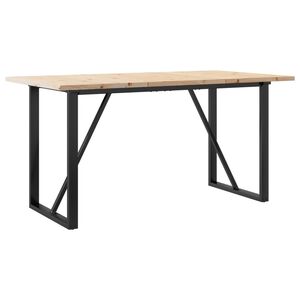 vidaXL Dining Table O-Frame 160x80x75.5 cm Solid Wood Pine and Steel