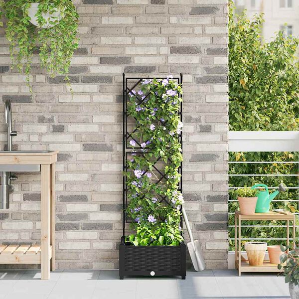 vidaXL Garden Planter Black 40 x 40 x 125.5 cm Steel