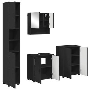 vidaXL Bathroom Furniture Set 4 pcs Black 61 x 35 x 64 cm