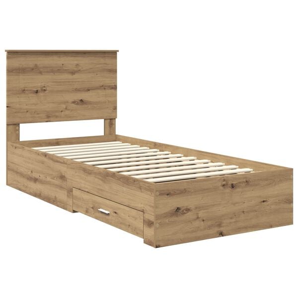 vidaXL Bed Frame with Drawer Artisan Oak 100 x 200 cm Engineered Wood