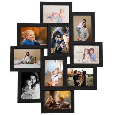 vidaXL Collage Photo Frame for 10x(13x18 cm) Picture Black MDF