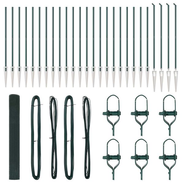 vidaXL Fence Post Green 50 x 1.2 m (19 x 19 mm mesh) Steel and PVC