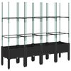 vidaXL Garden Planter with Trellis Black 160x40x142.5 cm PP