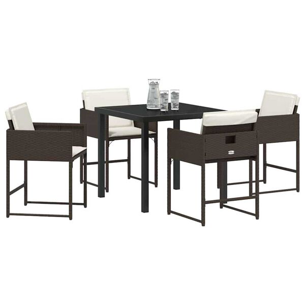 vidaXL Garden Dining Set 5 pcs Brown Poly Rattan