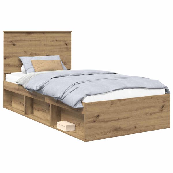vidaXL Bed Frame Artisian Oak 100 x 200 cm Solid Pine Wood